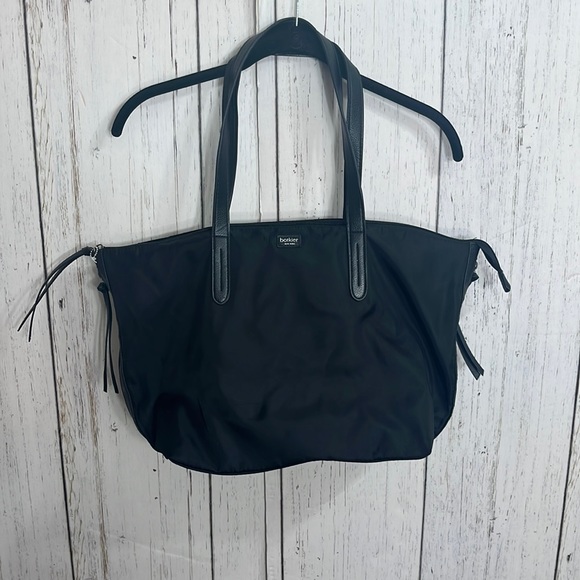 Botkier bond black tote bag zipper top vinyl outer - Picture 2 of 13